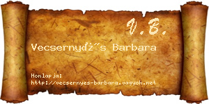 Vecsernyés Barbara névjegykártya